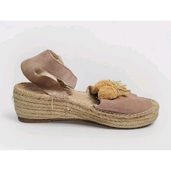 Soludos Anthropolog Womens 8 Panarea Wedge Platform Espadrilles Pompoms Sandals - Picture 3 of 11